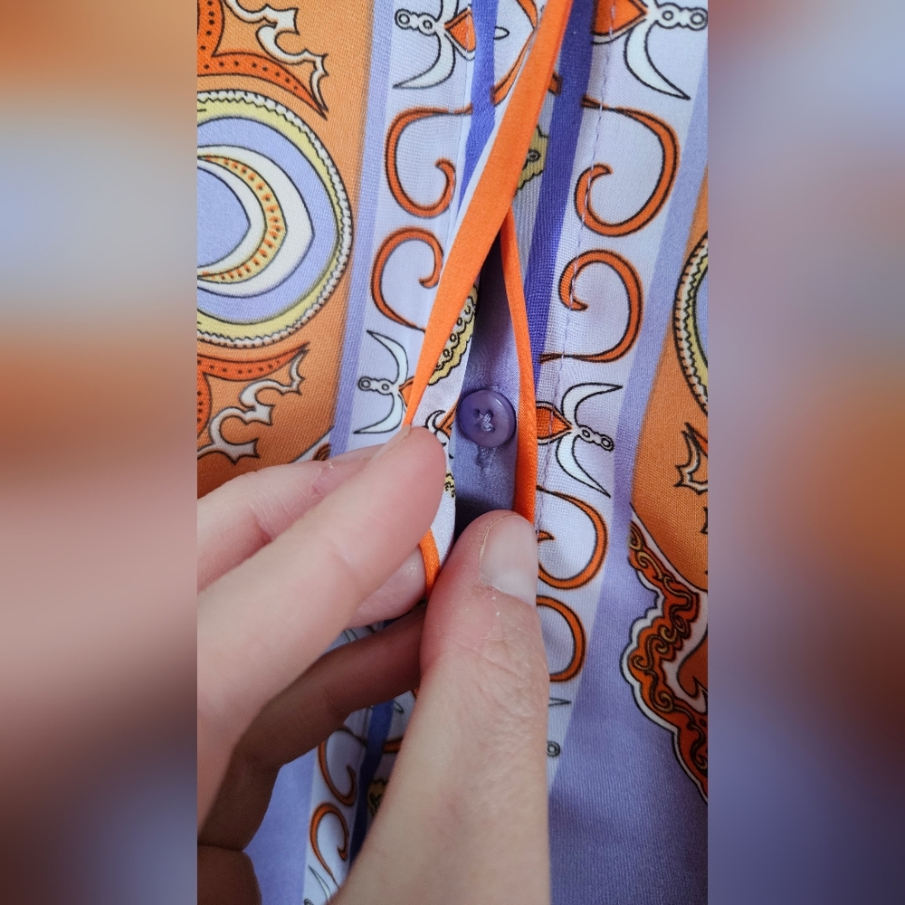 Rachel Zoe Orange and Purple Button-Up Shirt - Picture 4 of 6